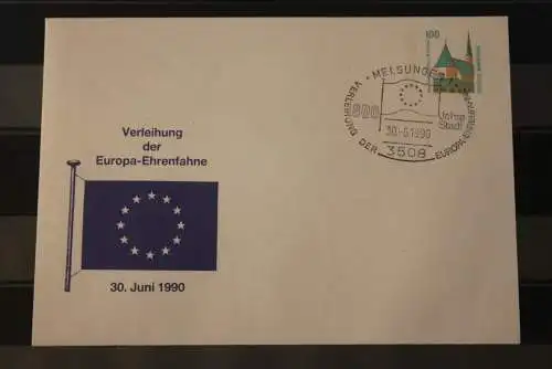 Deutschland 1990, Verleihung der Europa-Ehrenfahne nach Melsungen; Wertstempel; Sonderstempel