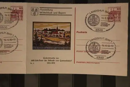 Deutschland 1980, Ausstellung Wittelsbach und Bayern; Sonderstempel Landshut