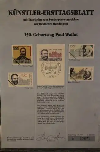 Deutschland, Künstler-Ersttagsblatt 1991: Paul Wallot,  MiNr 1536, lesen