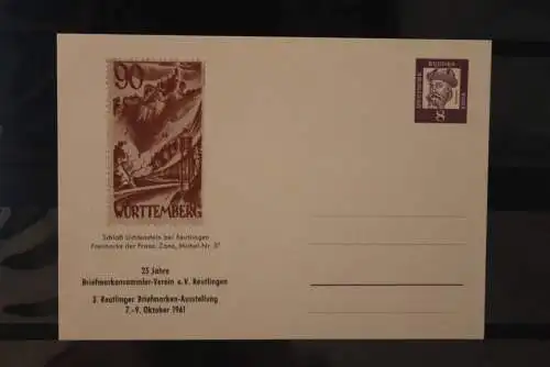 Deutschland, Ganzsache 1961: Briefmarken-Ausstellung Reutlingen, Wertstempel 8 Pf.