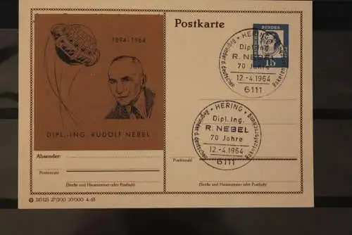 Deutschland, Ganzsache 1964: Rudolf Nebel, Raketenforschung, Sonderstempel