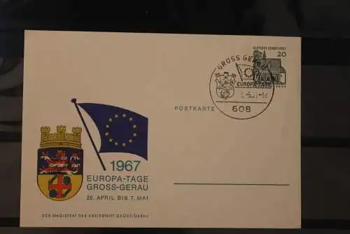 Deutschland, Ganzsache Europatage Gross-Gerau 1967, Sonderstempel