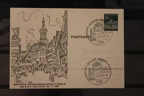 Deutschland, Ganzsache Briefmarken-Ausstellung Aalen 1969, PP 43, Sonderstempel