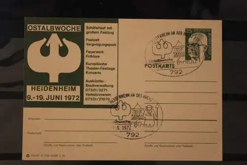 Deutschland, Ganzsache Ostalbwoche Heidenheim 1972, Sonderstempel