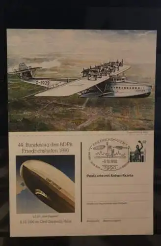 Deutschland, Postkarte mit Antwortkarte: LZ 127 "Graf Zeppelin, DO X; Sonderstempel Friedrichshafen