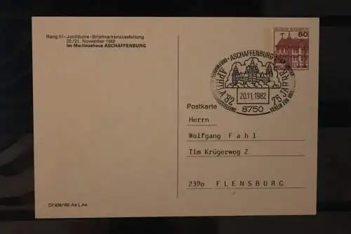 Deutschland, Ganzsache, Sonderstempel Aschaffenburg, Briefmarken-Ausstellung, Wertstempel BuS 60 Pf.