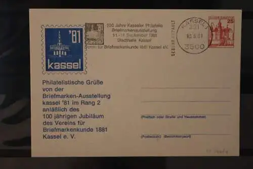 Deutschland 1981, Ganzsache Kassel '81; PP 144/1; Wertstempel BuS 25 Pf, Sonderstempel