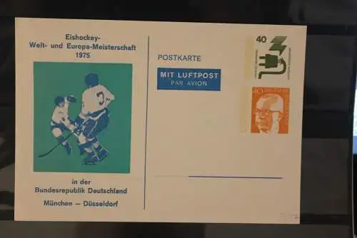 Deutschland 1975, Ganzsache PP 87, Eishockey Welt- und Europa-Meisterschaft 1975, ungebraucht