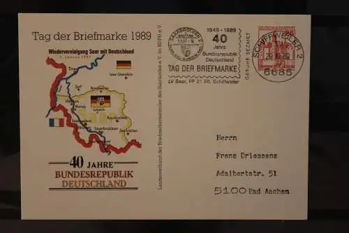 Deutschland 1989, Ganzsache Tag der Briefmarke; 40 Jahre BRD
