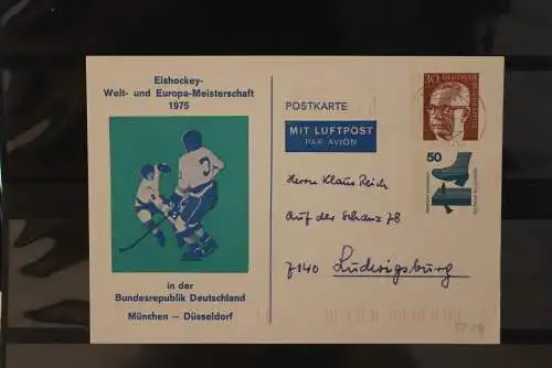 Deutschland 1975, Ganzsache PP 59, Eishockey-Welt-u. Europa-Meisterschaft