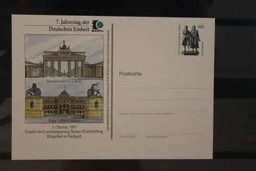 Deutschland 1997,  Ganzsache 7. Jahrestag Deutsche Einheit, Wertstempel Sehenswürdigkeiten, ungebraucht