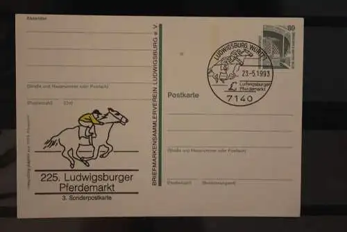 Deutschland 1993,  225. Ludwigsburger Pferdemarkt, Wertstempel Sehenswürdigkeiten, SST