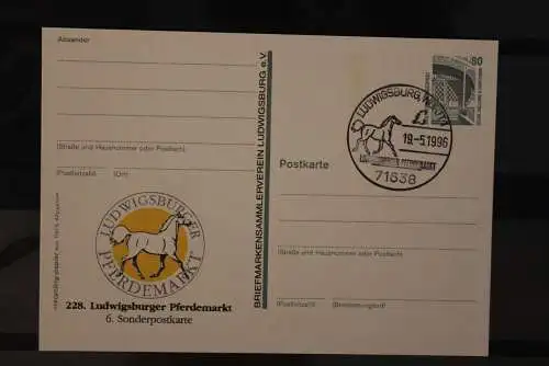 Deutschland 1996;  228. Ludwigsburger Pferdemarkt, Wertstempel Sehenswürdigkeiten, SST