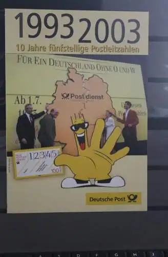 Deutschland 2003, Erinnerungsblatt, Gedenkblatt: Fünfstellige Postleitzahlen