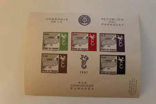 Paraguay 1961; EUROPA , CEPT Symphatieausgabe; MiNr Block 16, MNH