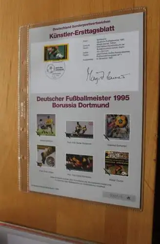 Deutschland, Künstler-Ersttagsblatt 1995: Deutscher Fußballmeister 1995 Borussia Dortmund,  MiNr. 1833