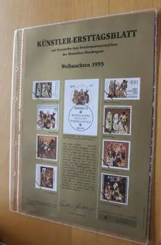 Deutschland, Künstler-Ersttagsblatt 1993: Weihnachten,  MiNr. 1707-8