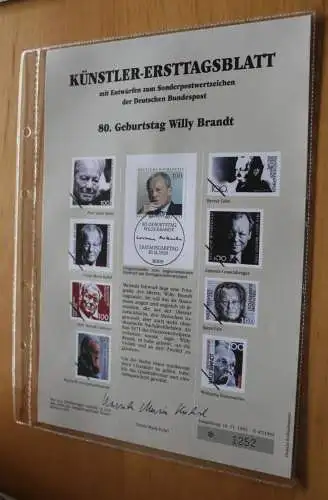 Deutschland, Künstler-Ersttagsblatt 1993: Willy Brandt,  MiNr. 1706