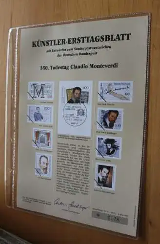 Deutschland, Künstler-Ersttagsblatt 1993: Claudio Monteverdi,  MiNr. 1705