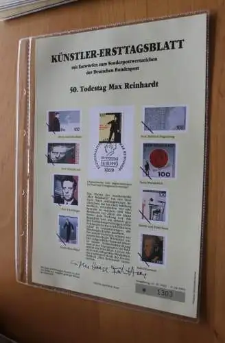 Deutschland, Künstler-Ersttagsblatt 1993: Max Reinhardt,  MiNr. 1703