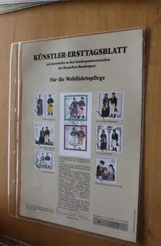 Deutschland, Künstler-Ersttagsblatt 1993: Für die Wohlfahrtspflege: Trachten (I),  MiNr. 1696-1700