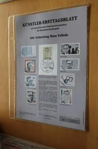 Deutschland, Künstler-Ersttagsblatt 1993: Hans Fallada,  MiNr. 1683