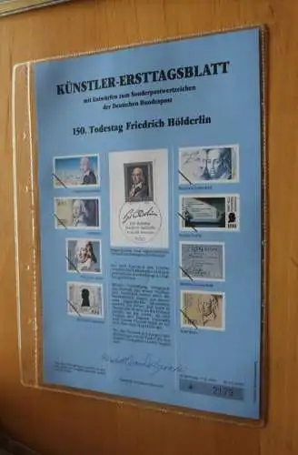 Deutschland, Künstler-Ersttagsblatt 1993: Friedrich Hölderlin,  MiNr. 1681