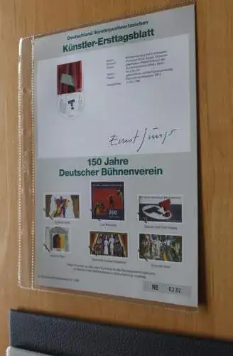 Deutschland, Künstler-Ersttagsblatt 1996: Deutscher Bühnenverein; MiNr 1857