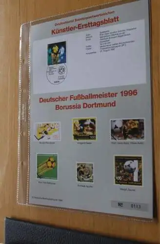 Deutschland, Künstler-Ersttagsblatt 1996: Deutscher Fußballmeister 1996 Borussia Dortmund; MiNr 1879