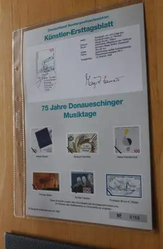 Deutschland, Künstler-Ersttagsblatt 1996: Donaueschinger Musiktage; MiNr 1890