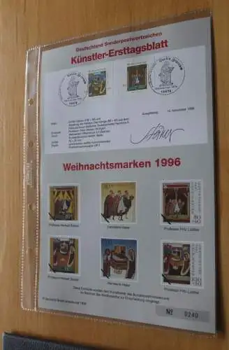 Deutschland, Künstler-Ersttagsblatt 1996: Weihnachten; MiNr 1891-92