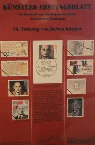 Deutschland, Künstler-Ersttagsblatt 1992: Jochen Klepper; MiNr 1643