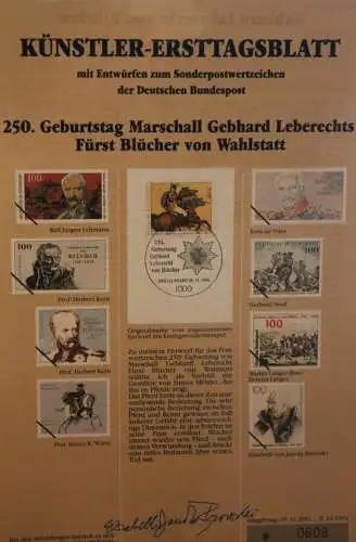 Deutschland, Künstler-Ersttagsblatt 1992: Marschall Gebhard Fürst Blücher; MiNr 1641