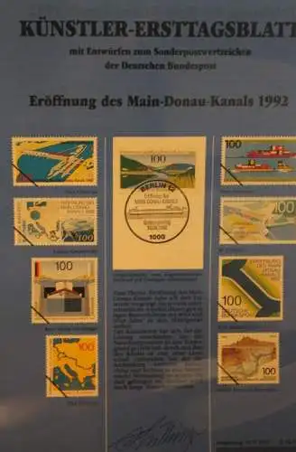 Deutschland, Künstler-Ersttagsblatt 1992: Eröffnung des Main-Donau-Kanals; MiNr 1630
