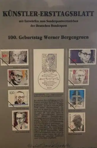 Deutschland, Künstler-Ersttagsblatt 1992: Werner Bergengruen; MiNr 1629
