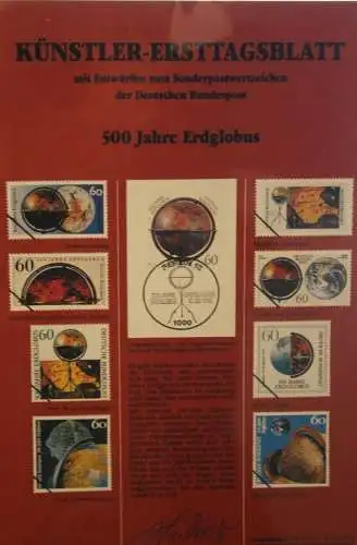 Deutschland, Künstler-Ersttagsblatt 1992: 500 Jahre Erdglobus; MiNr 1627