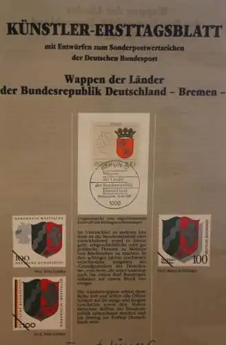 Deutschland, Künstler-Ersttagsblatt 1992: Wappen der Länder: Bremen; MiNr 1590
