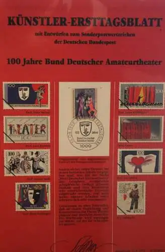 Deutschland, Künstler-Ersttagsblatt 1992: Bund Deutscher Amateurtheater; MiNr 1626