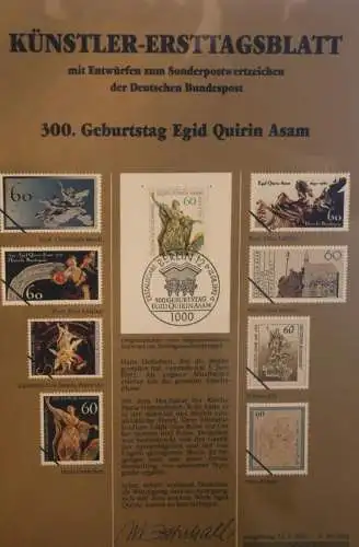 Deutschland, Künstler-Ersttagsblatt 1992: Egid Quirin Asam; MiNr 1624