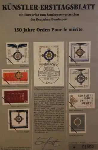 Deutschland, Künstler-Ersttagsblatt 1992: Pour le Merite; MiNr 1613