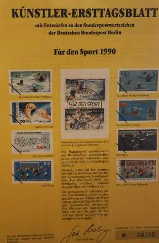 Deutschland, Künstler-Ersttagsblatt 1990: Für den Sport,  MiNr 1449-50