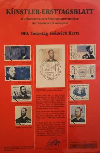 Deutschland, Künstler-Ersttagsblatt 1994: Heinrich Hertz,  MiNr 1710