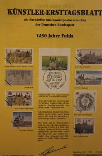 Deutschland, Künstler-Ersttagsblatt 1994: 1250 Jahre Fulda,  MiNr 1722