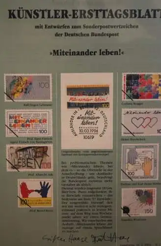 Deutschland, Künstler-Ersttagsblatt 1994: Miteinander leben!,  MiNr 1725