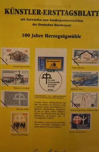 Deutschland, Künstler-Ersttagsblatt 1994: Herzogsägemühle,  MiNr 1740