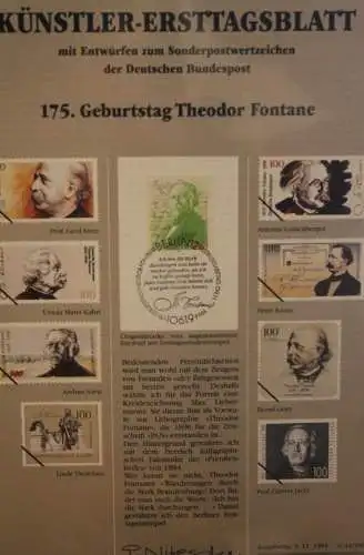 Deutschland, Künstler-Ersttagsblatt 1994: Theodor Fontane, MiNr 1767