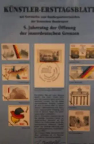 Deutschland, Künstler-Ersttagsblatt 1994: Öffnung der innerdeutschen Grenze, MiNr 1769