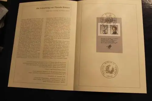 Deutschland 1991; Jahressammlung-ETB: Blockausgabe Theodor Körner, MiNr. Block 25, bitte lesen