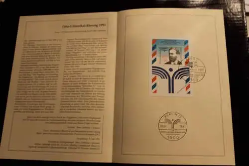 Deutschland 1991; Jahressammlung-ETB: Blockausgabe Otto Lilienthal, Flugzeuge, MiNr. Block 24, bitte lesen