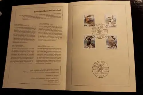 Deutschland 1991; Jahressammlung-ETB: Tierschutz, Seevögel, Vögel, MiNr. 1539-42, bitte lesen